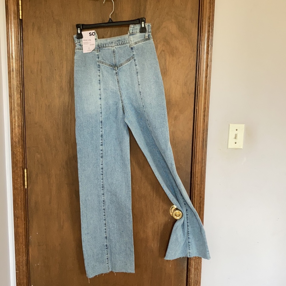 Relist 5/17❌ So Notch waist Super High rise Wide Leg raw hem jean - Picture 16 of 16